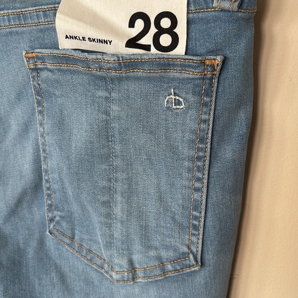 Brand New Rag & Bone Ankle Skinny Jeans Mid Rise Hamilton Blue Stretch Denim - Picture 10 of 16